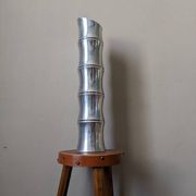 Vintage bamboo vase from the 80s, cast aluminum, contemporary design
