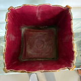 Antique cache-pot in earthenware barbotine – landscape & train decoration – early