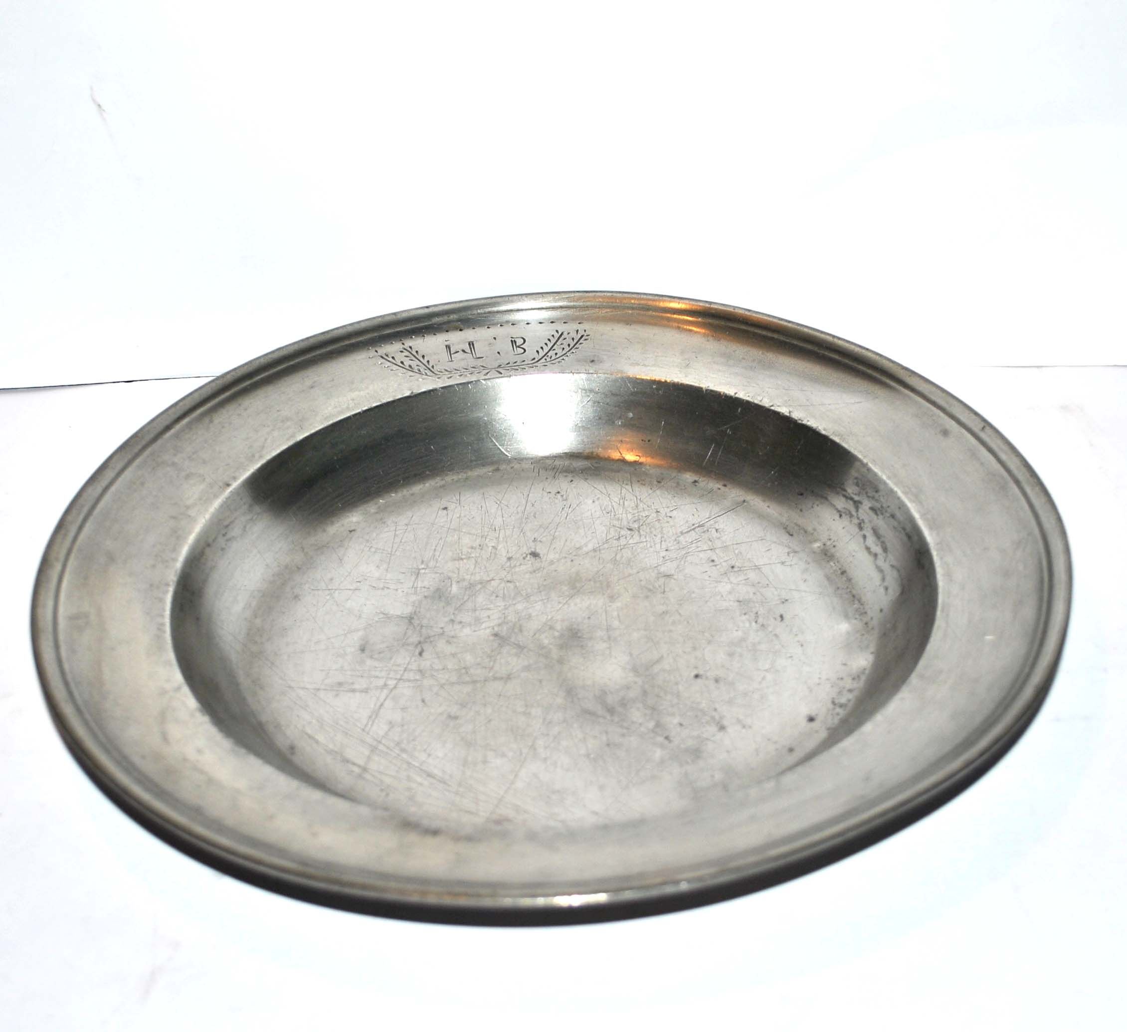 Old hollow plate dish in Tin "Koch Blockzinn"