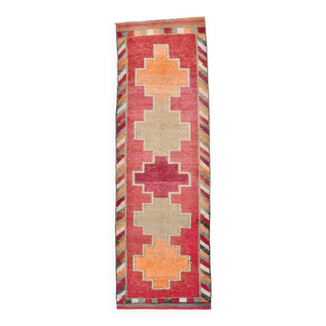 Tapis vintage turc orange et rouge 3x10, 97x301Cm SK 22031
