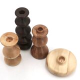 Set of four turned wooden column-style candlesticks, 1970s