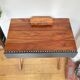 Desk, writing desk in solid rosewood and studded leather, 20th century.