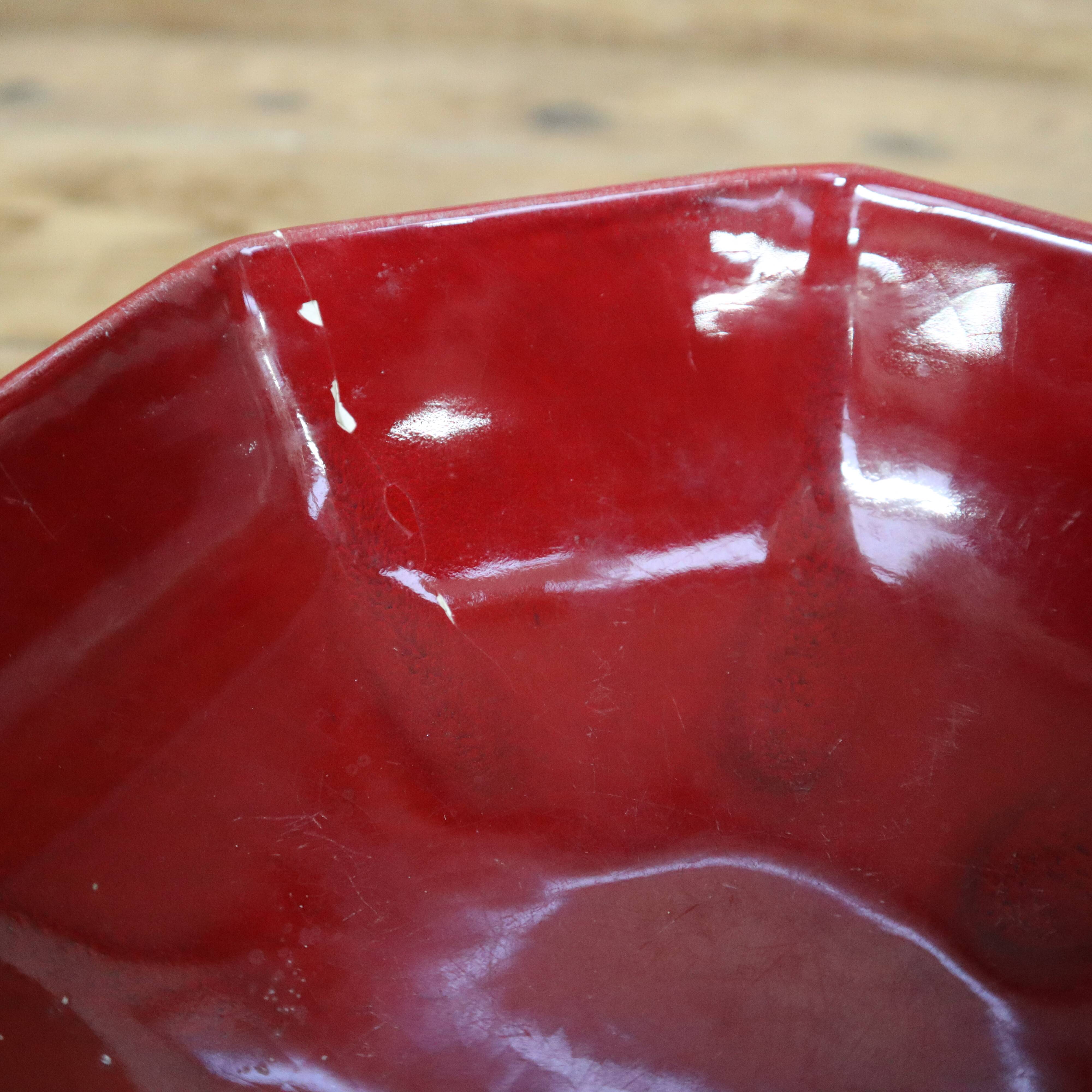 Charolles earthenware salad bowl/deep dish in burgundy color