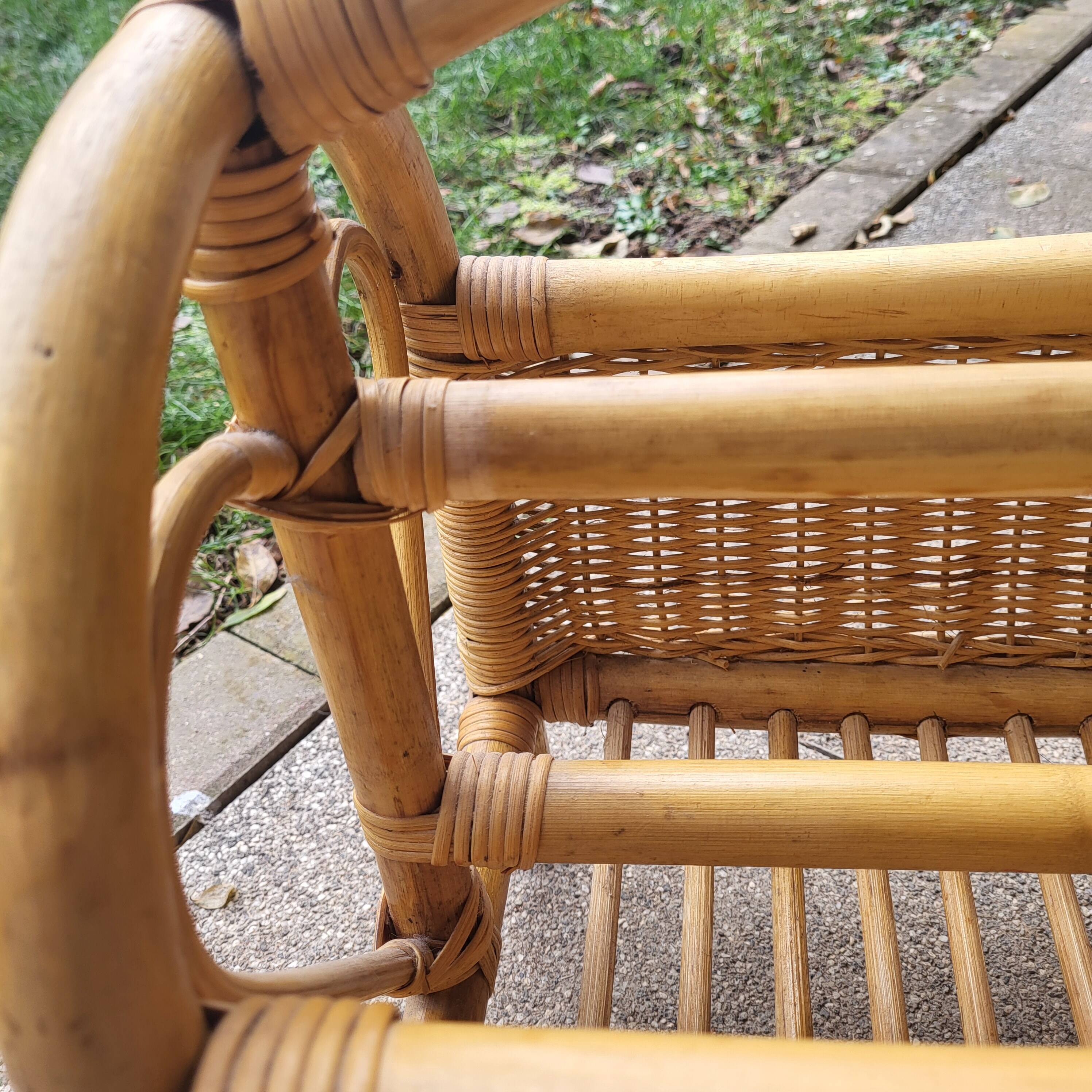 Bamboo and wicker magazine rack 1970