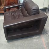 Dark brown leather armchair from steiner by designer pascal daveluy model ranelagh