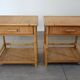 Pair of woven wicker and bamboo bedside tables, 70s/80s.