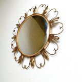 Miroir vintage en laiton à motif soleil des années 1960