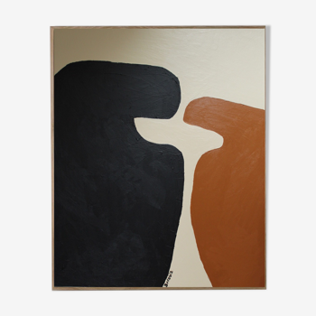 Abstract head to head, beige and black
