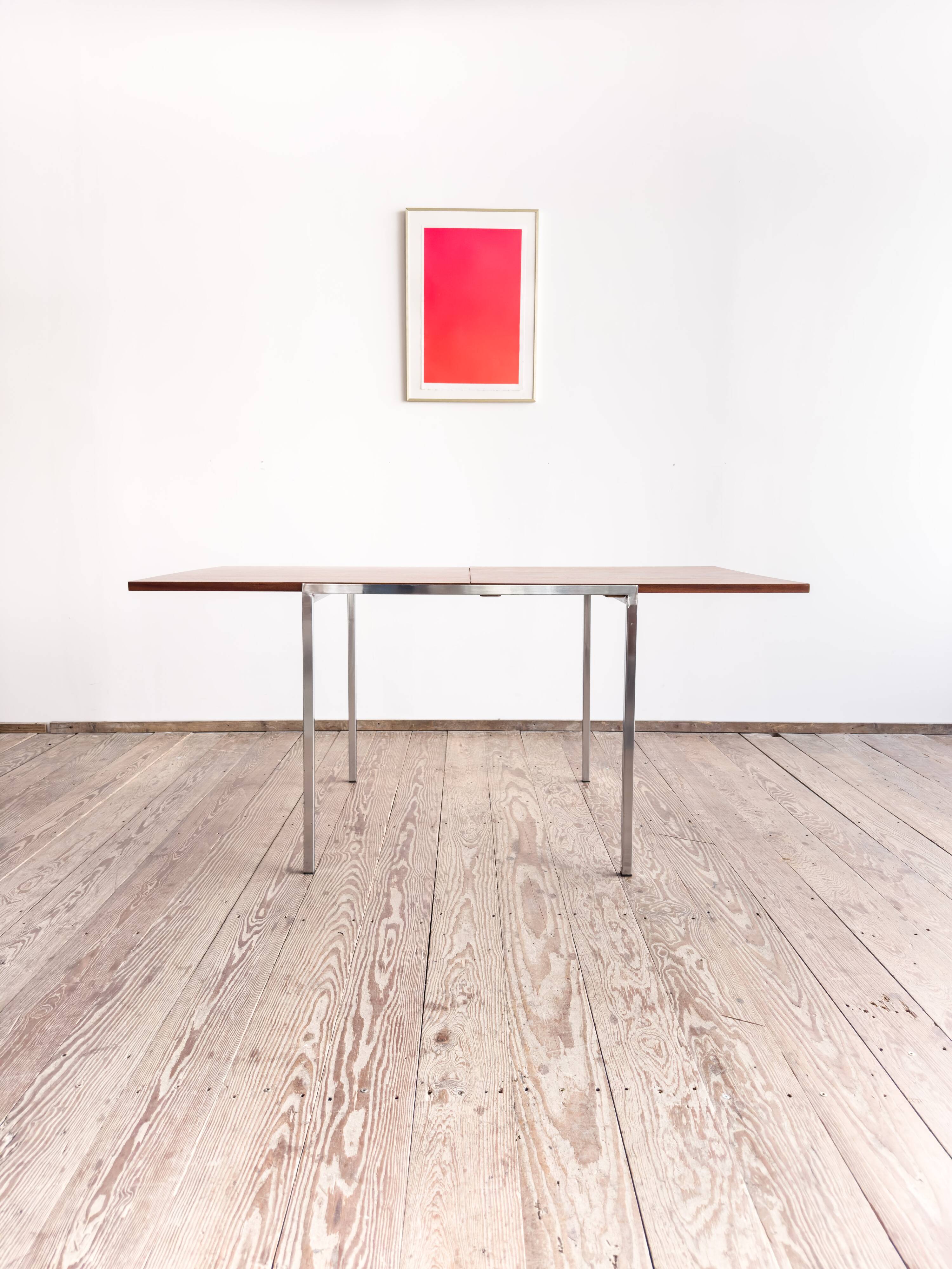 Table extensible par Wilhelm Renz en teck et chrome, Mid Century design