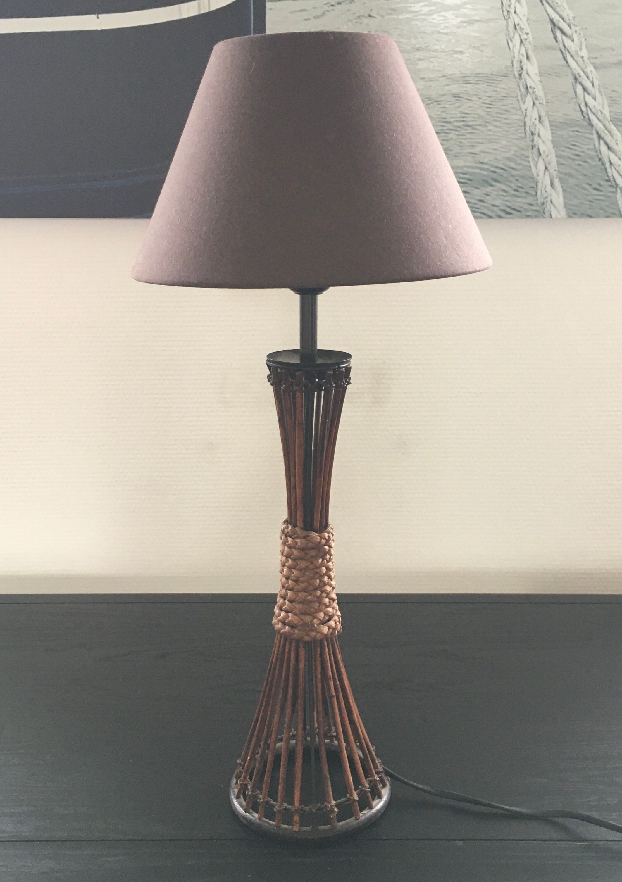 Lampe rotin et corde