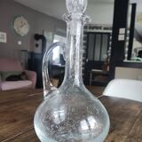 Wine carafe, vintage decanter in hand-blown Hartzviller bubbled crystal