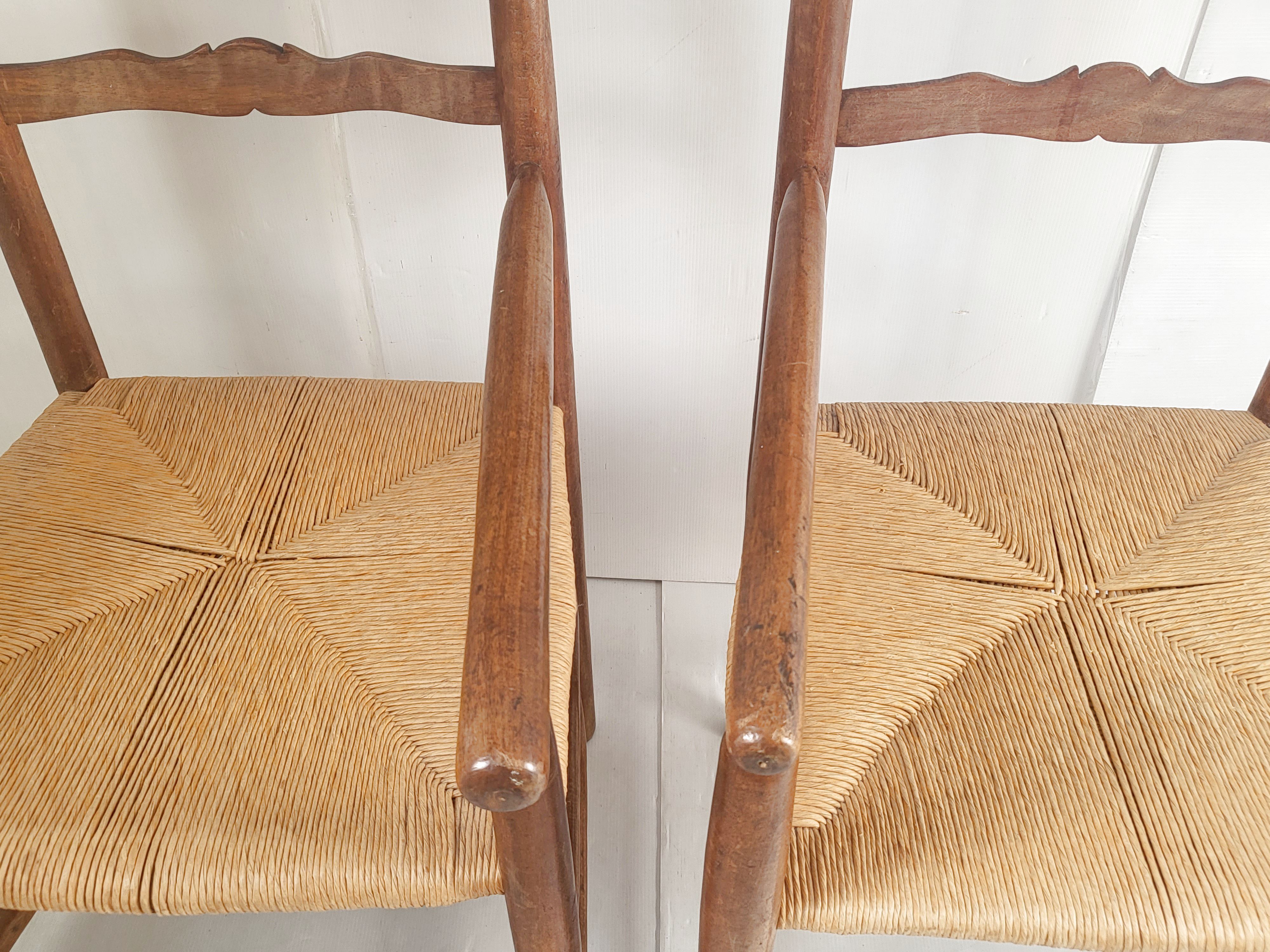 Pair of straw armchairs early twentieth vintage