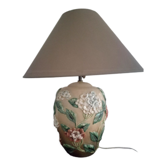 Lampe chaumette barbotine hortensias