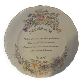 Golden wedding plate