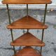Mid-Century 4-Tier Corner Shelf in Solid Teak/Mahogany Brass 1960