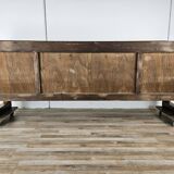 Art Decò Sideboard in Mahogany and Maple with Black Glass and Brass Finishi