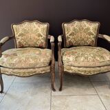 Pair of convertible armchairs, Lous XV style bergères