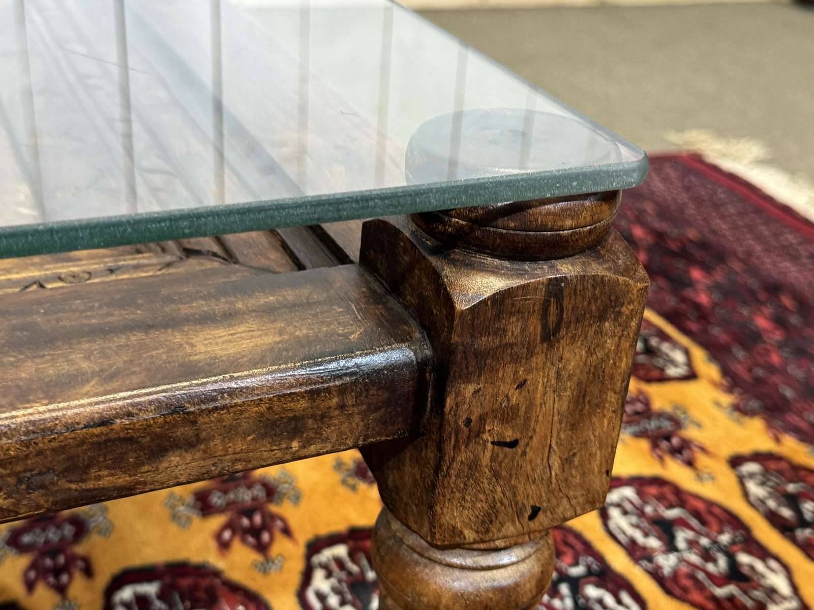 Indian teak gueridon from the 1970s.
