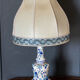 Blue and white ceramic lamp Floral decoration XXth Velvet lampshade