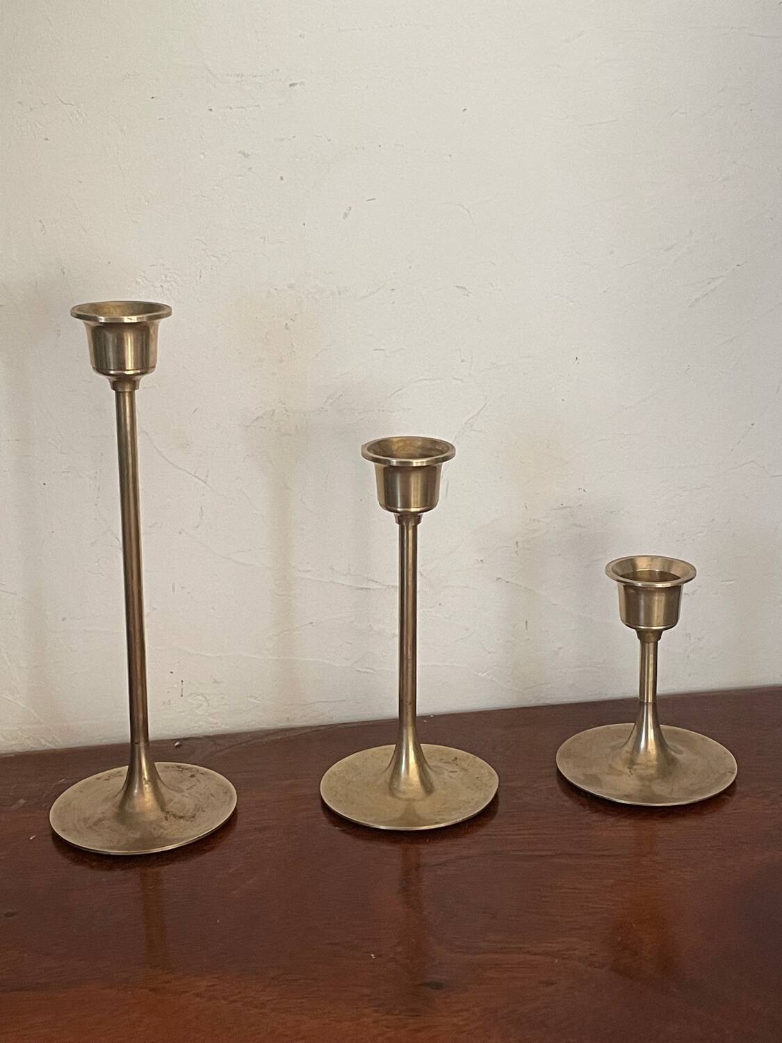Scandinavian vintage brass candle holders