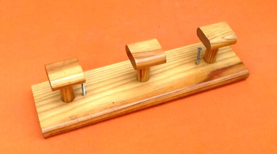Wall coat rack 3 hooks Modernist style solid pine wood