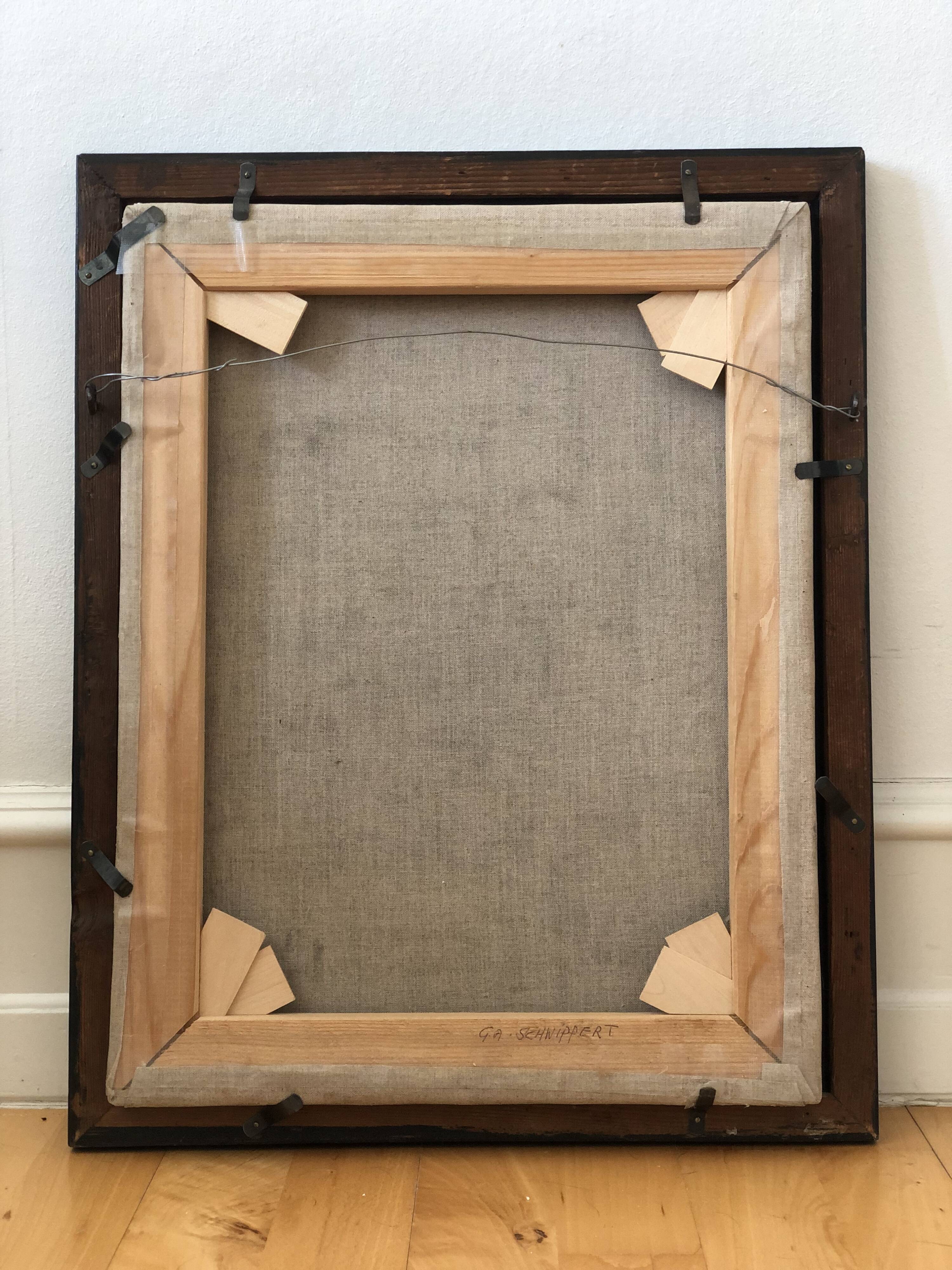 Peinture à l'huile antique vintage d'une dame néerlandaise, 19e siècle