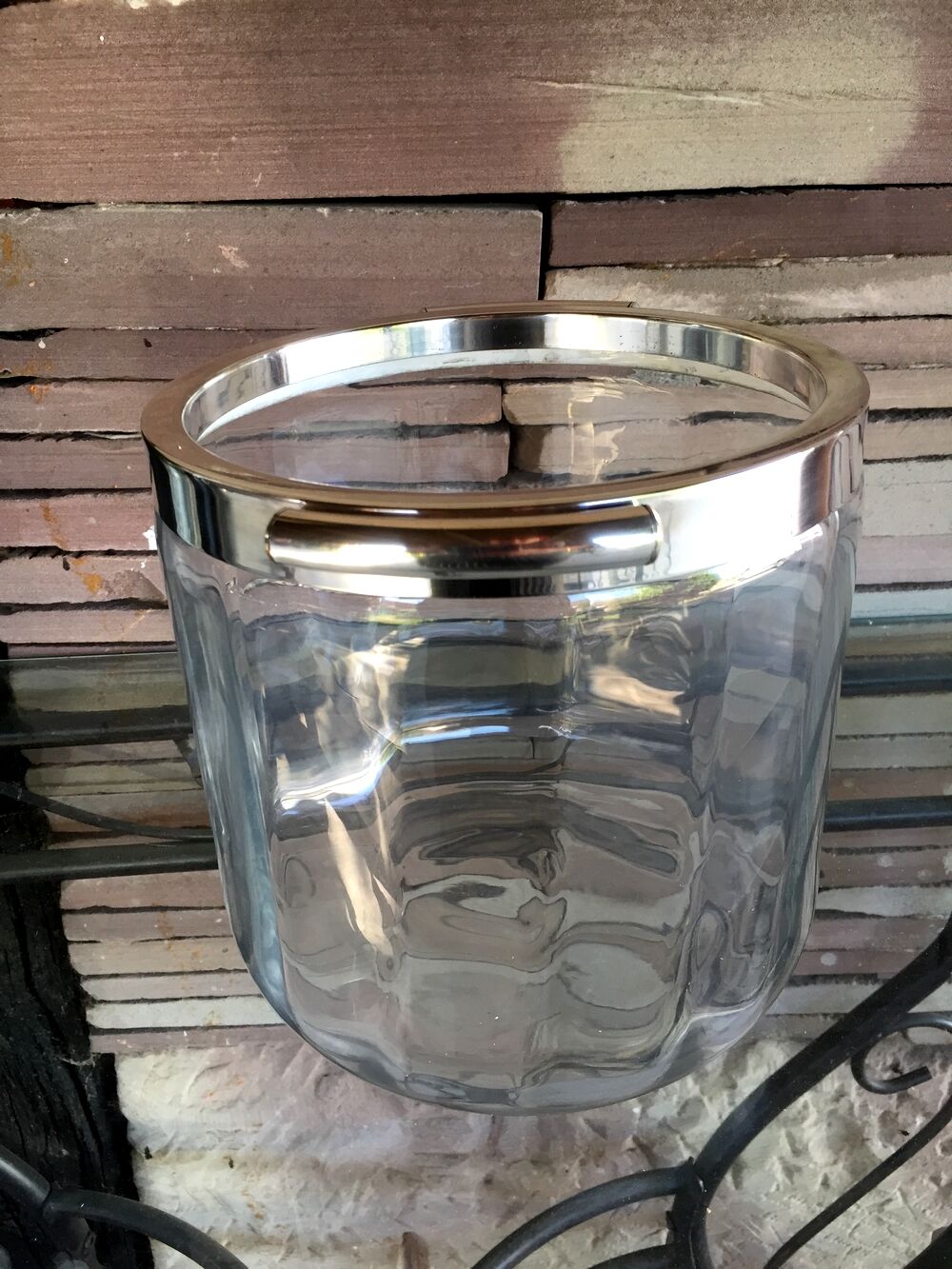 Champagne bucket glass and metal silver flagship for christofle