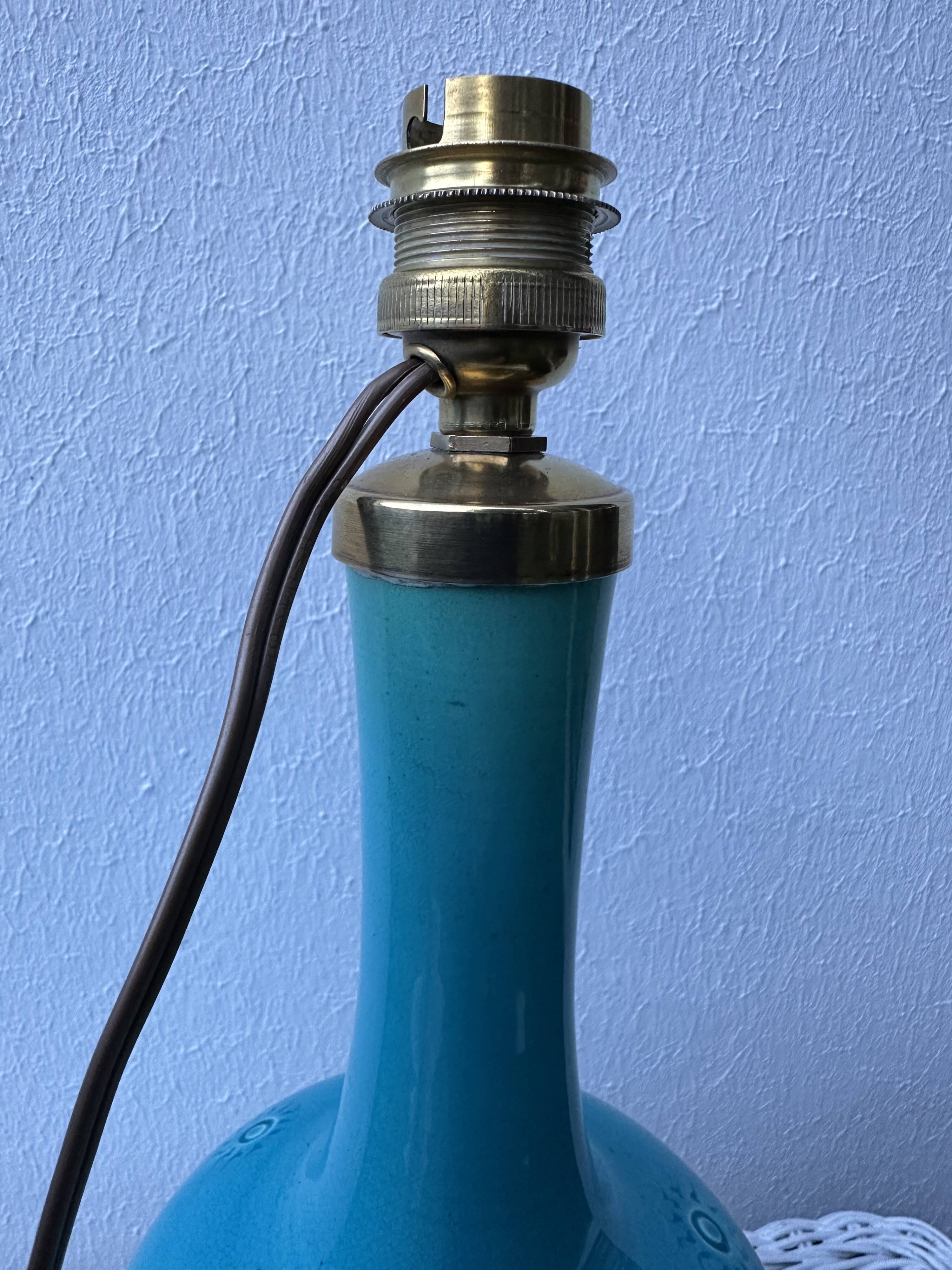 English ceramic lamp base Burmantofts Pottery England, 1880