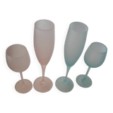 Lot tête a tête verrerie de Biot verre souffle bulle coupes à champagne verres à pieds