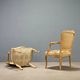 Pair of antique baroque style armchairs in carved wood, Italy, 19th century.