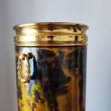 Flame-patterned golden umbrella stand