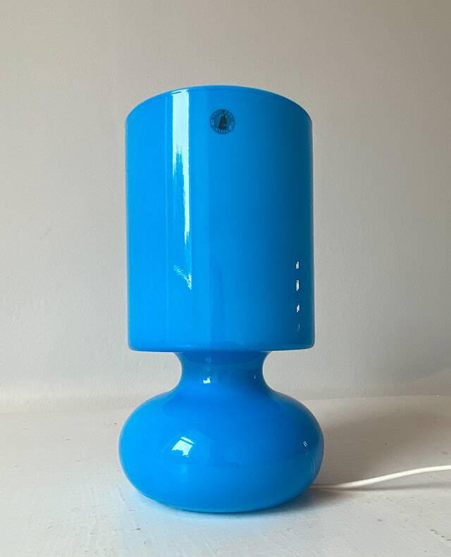 Pair of IKEA Lykta lamps in turquoise opaline