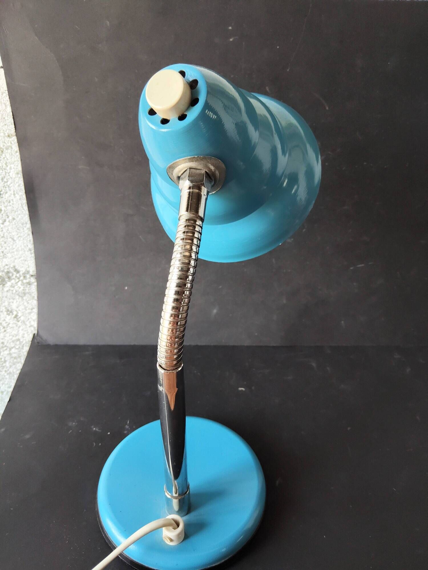 Vintage French desk lamp in blue lacquered metal – 1970s