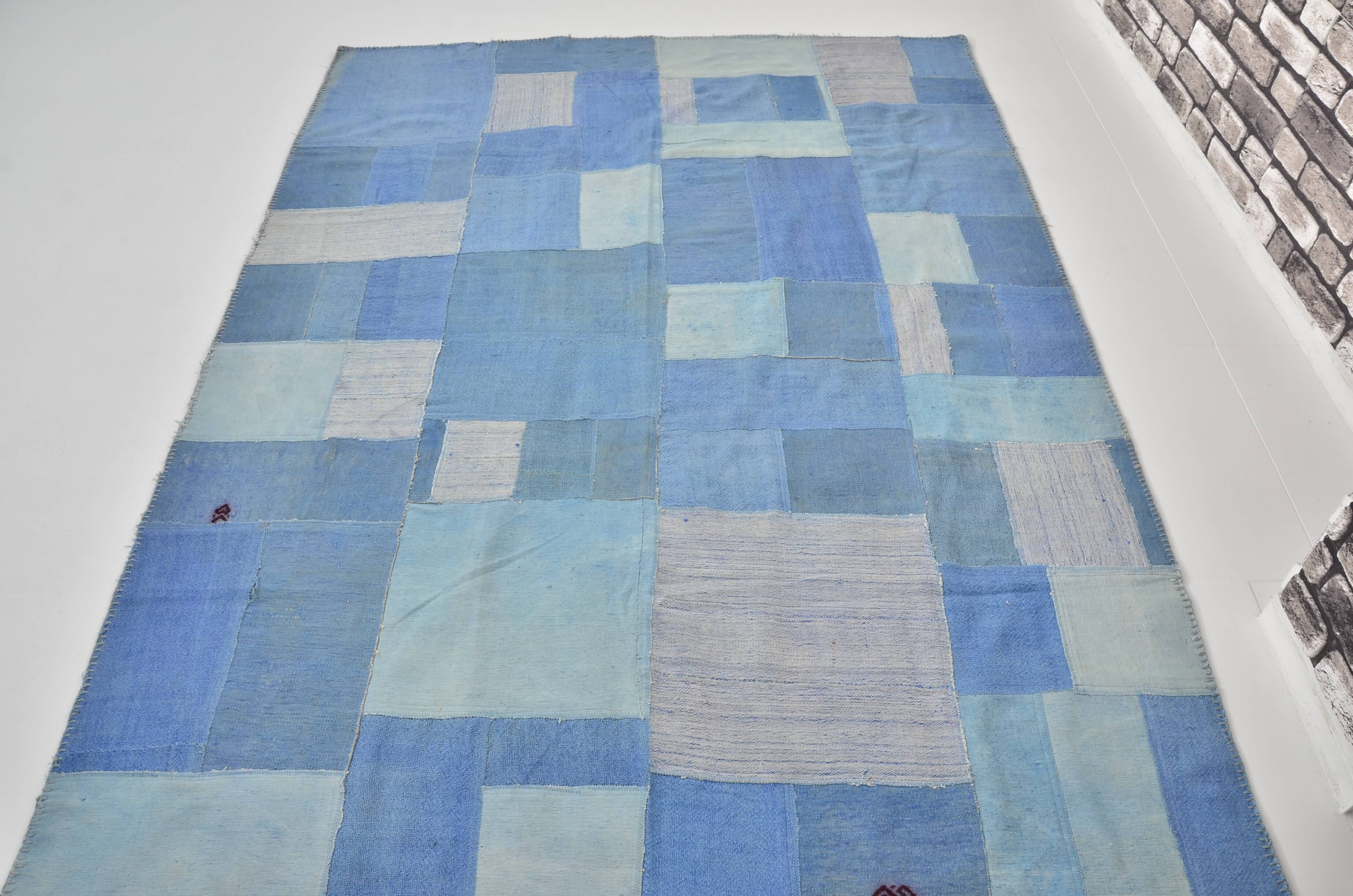 Blue Vintage Turkish Antique Kilim Rug sku 3025