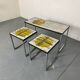 Mid Century Modernist Chrome and ceramic Belarti Coffee Side Table set 1950