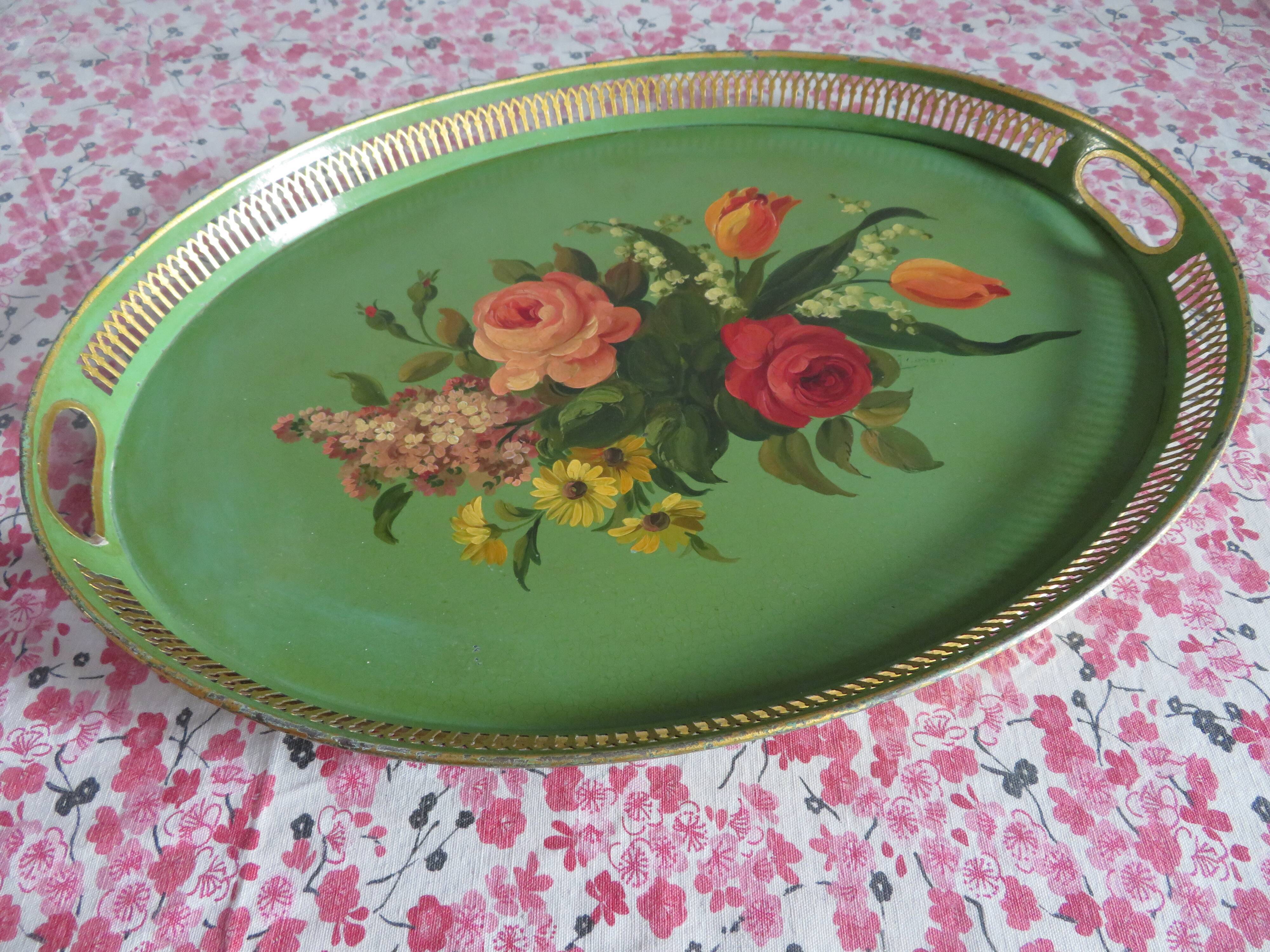 Napoleon III painted metal tray