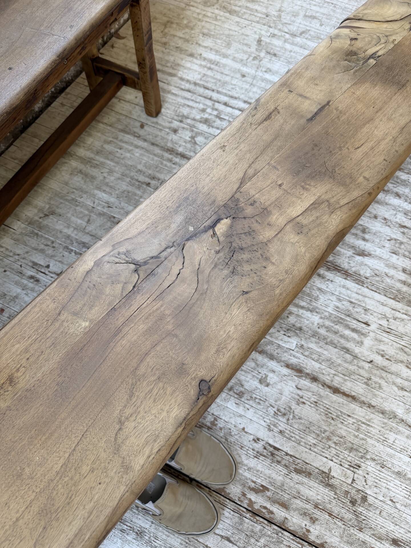 Set of two rustic oak farm benches 2m
