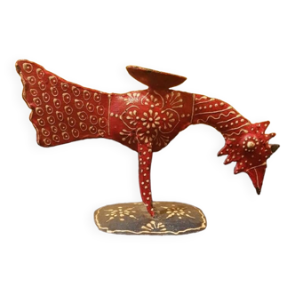 “Rooster” incense burner in sheet metal. Hand painted.