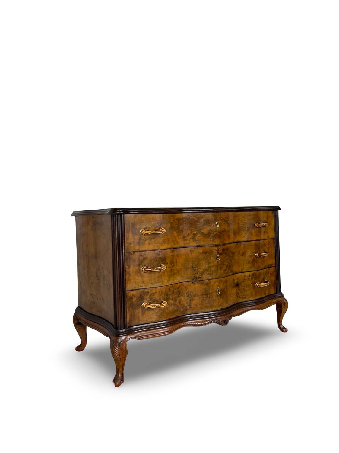 Commode italienne Art déco en loupe de noyer, années 1940-50