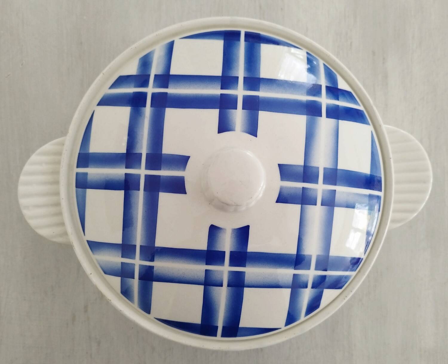 Vegetable Tureen Old Opaque Porcelain Badonviller Vintage Blue Tiles Decor