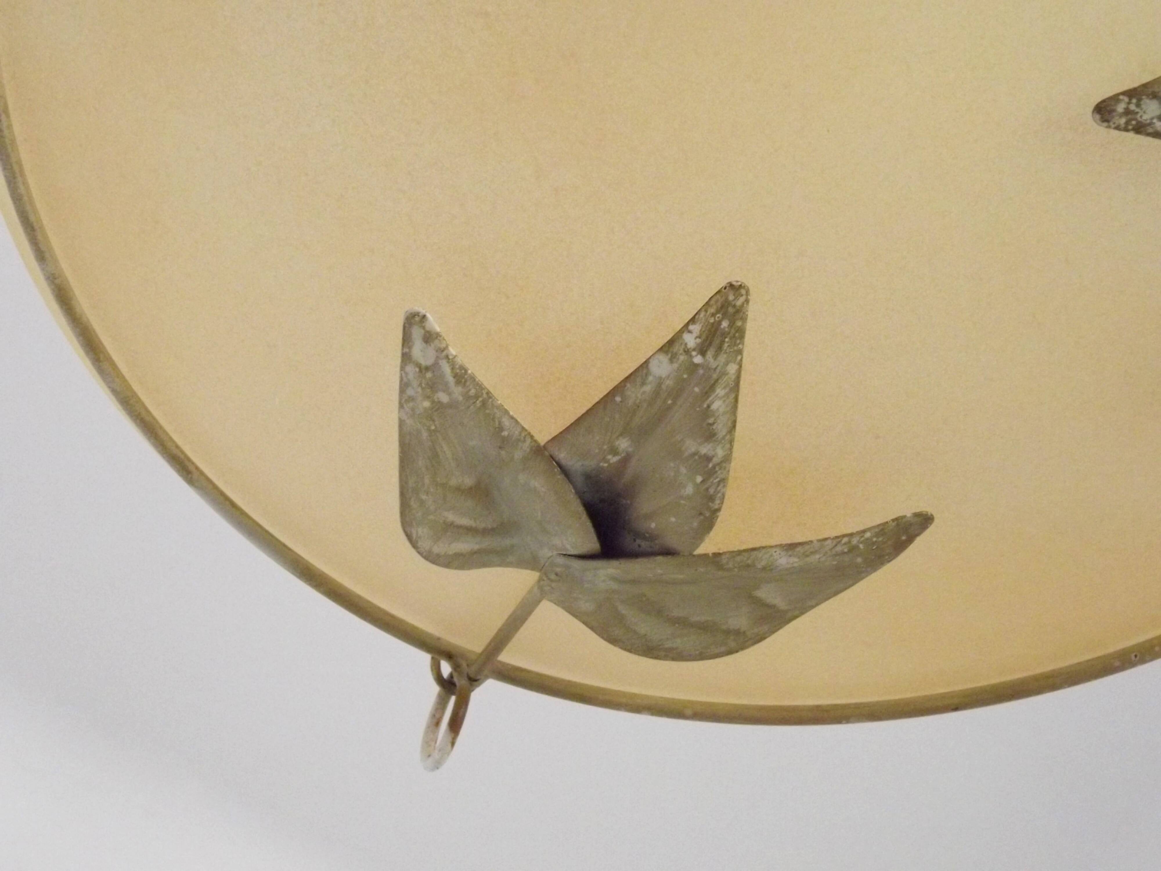 Italian Metal Ceiling Light Gold Leaf Detail Frosted Glass Bowl Shade