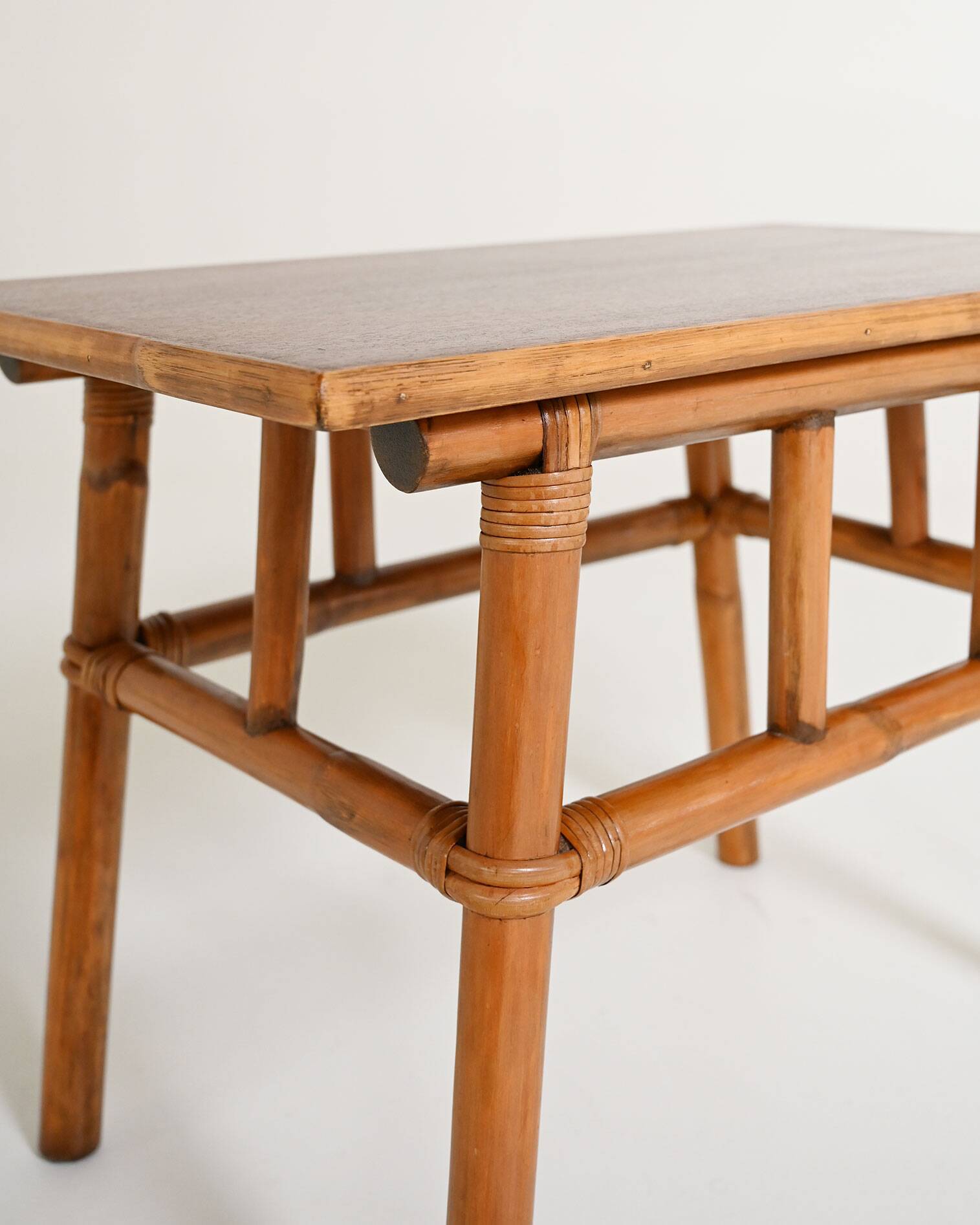 Bamboo and wood coffee table, 1960s