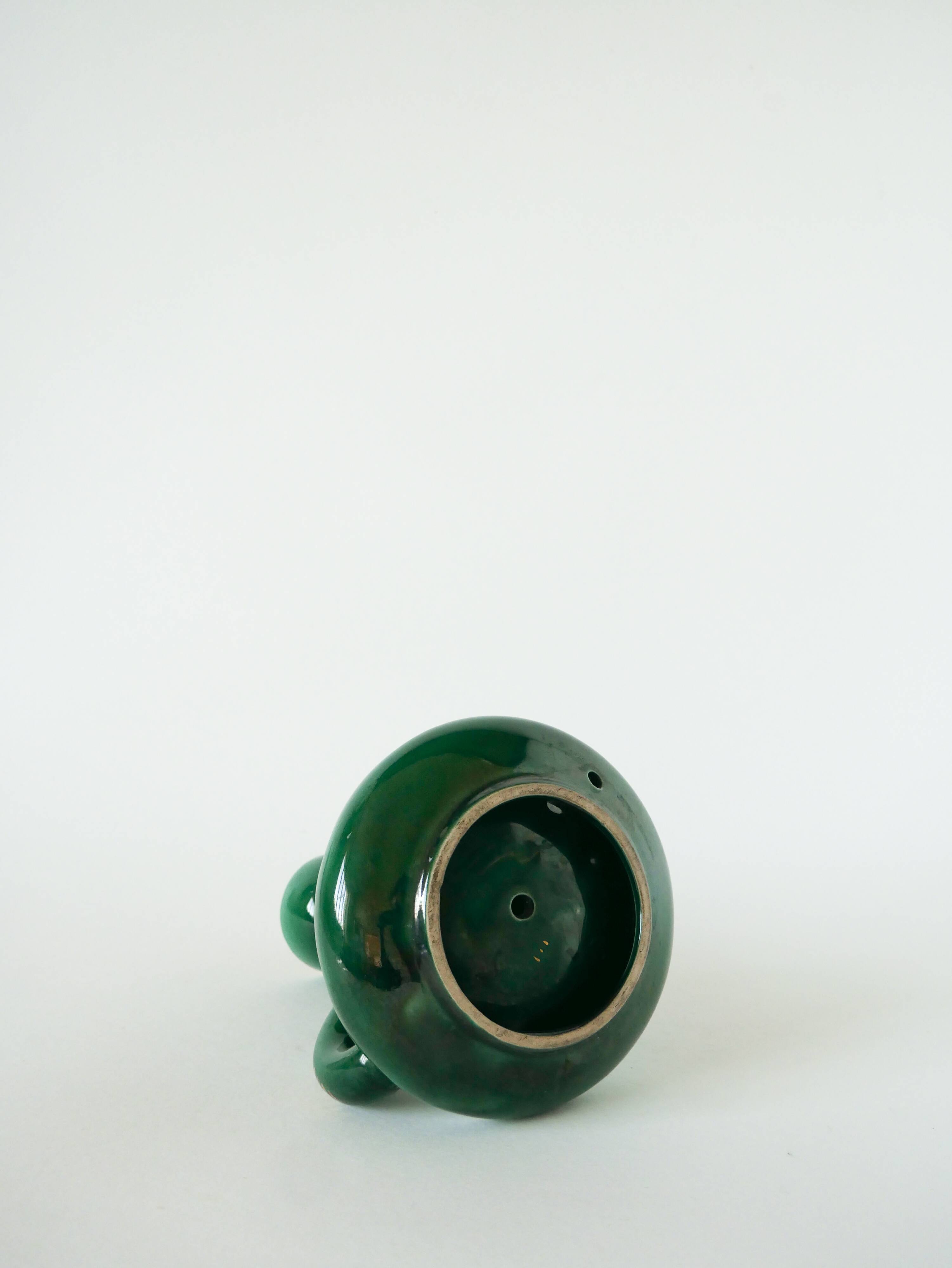 ceramic candle holder, Green & Gold, 1960