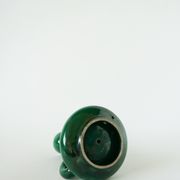 bougeoir en céramique, Vert & Doré, 1960