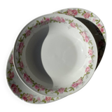 Set of 2 Limoge porcelain dishes, floral pattern.