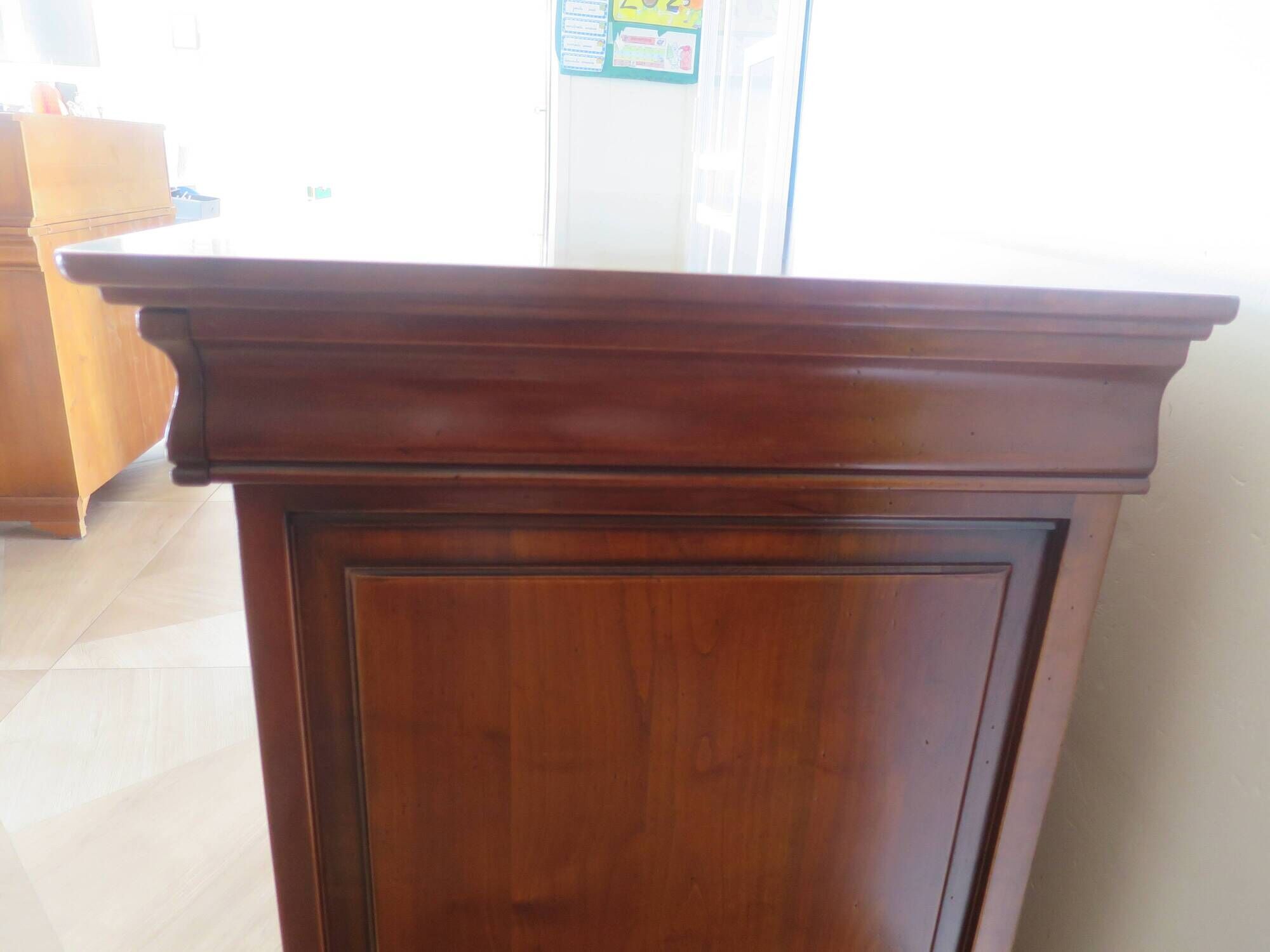 large curved chest of drawers - solid wood - cherry - 4 drawers - Louis Philippe