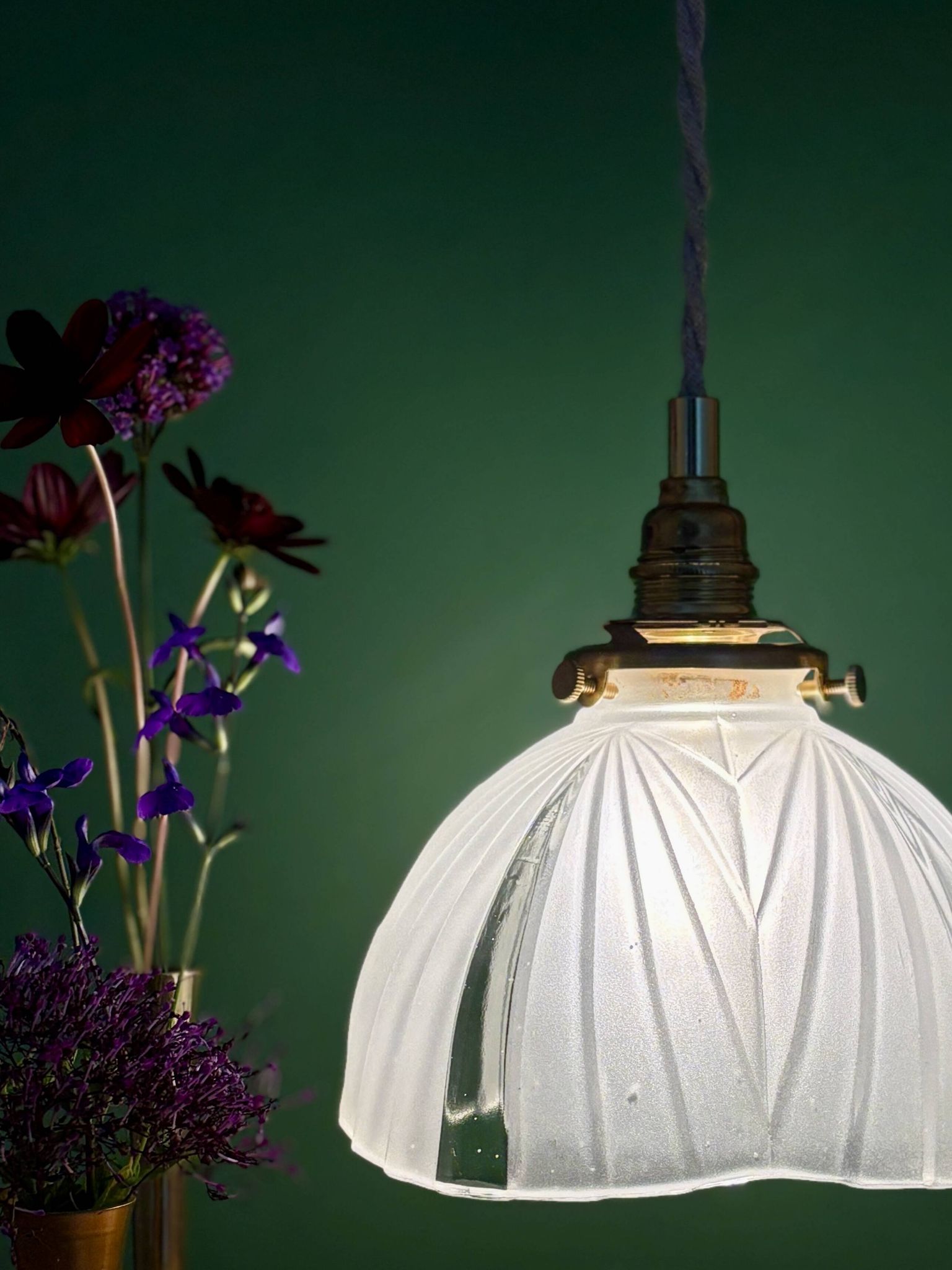 Vintage art deco frosted glass lampshade pendant light