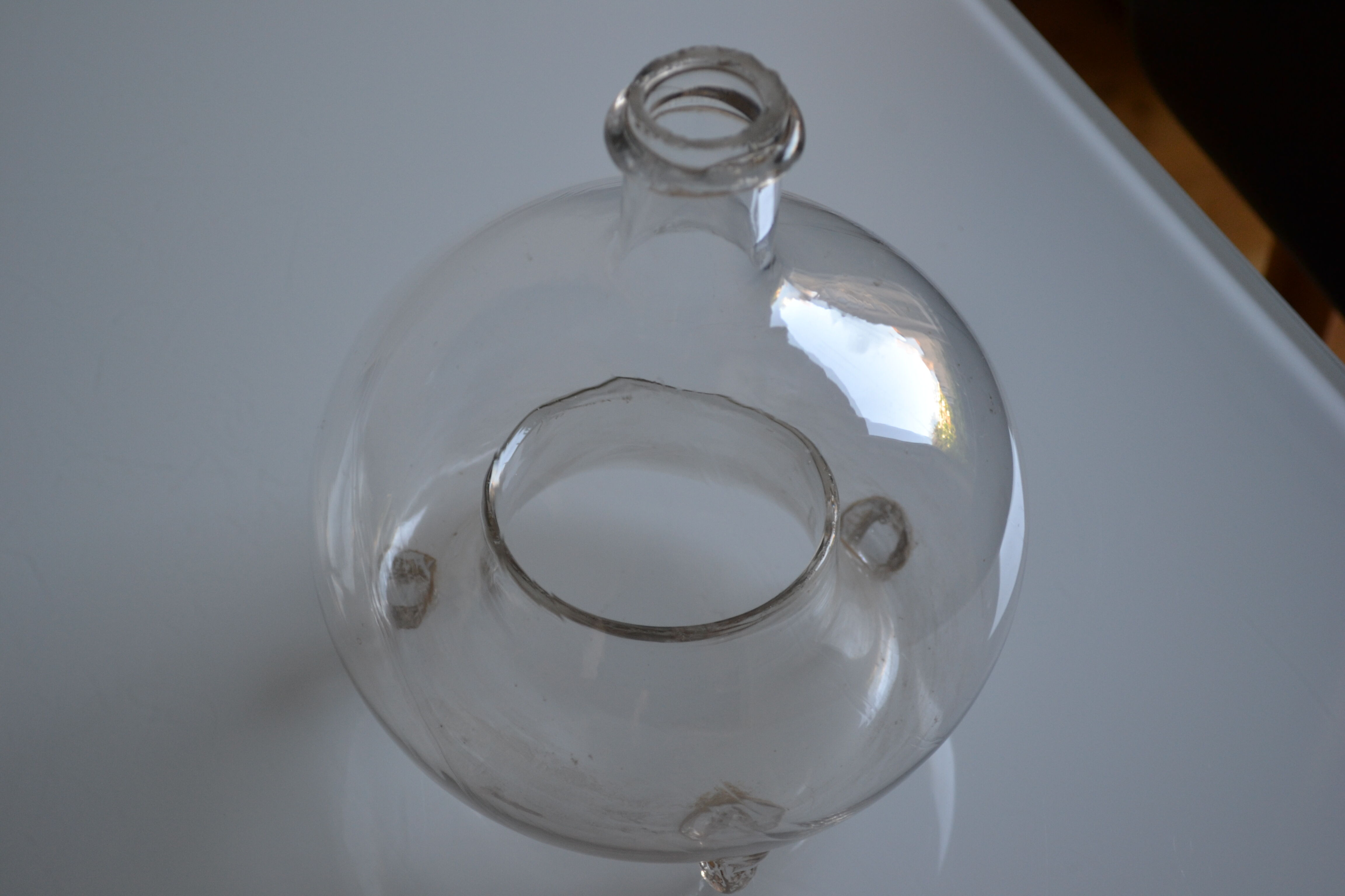 Glass trap blown 18th or 19th century