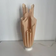 Lampe  vintage 1970 Athéna Georgia Jacob drapée saumonée - 50 cm