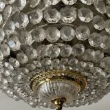 Vintage ceiling light with pendants and brass.